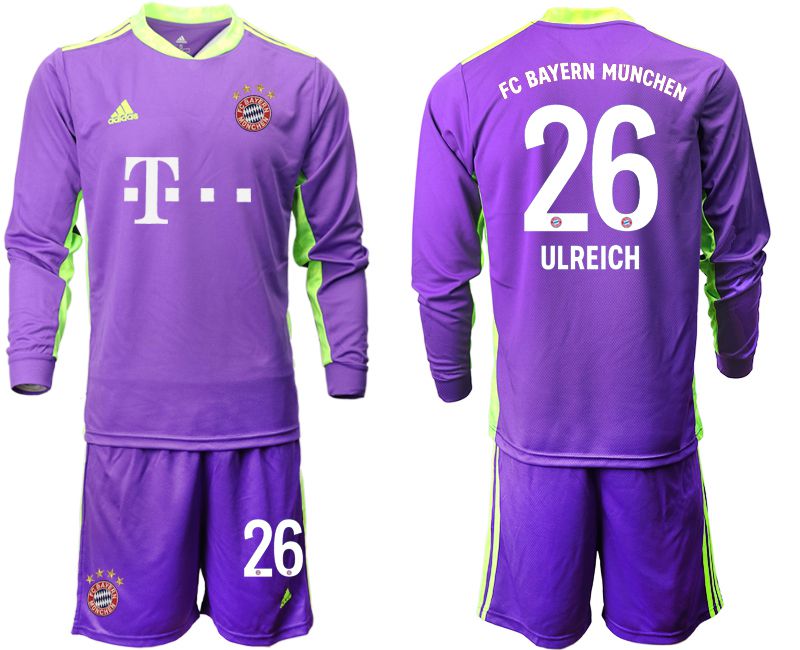 Men 2020-2021 club Bayern Munich purple long sleeved Goalkeeper #26 Soccer Jerseys